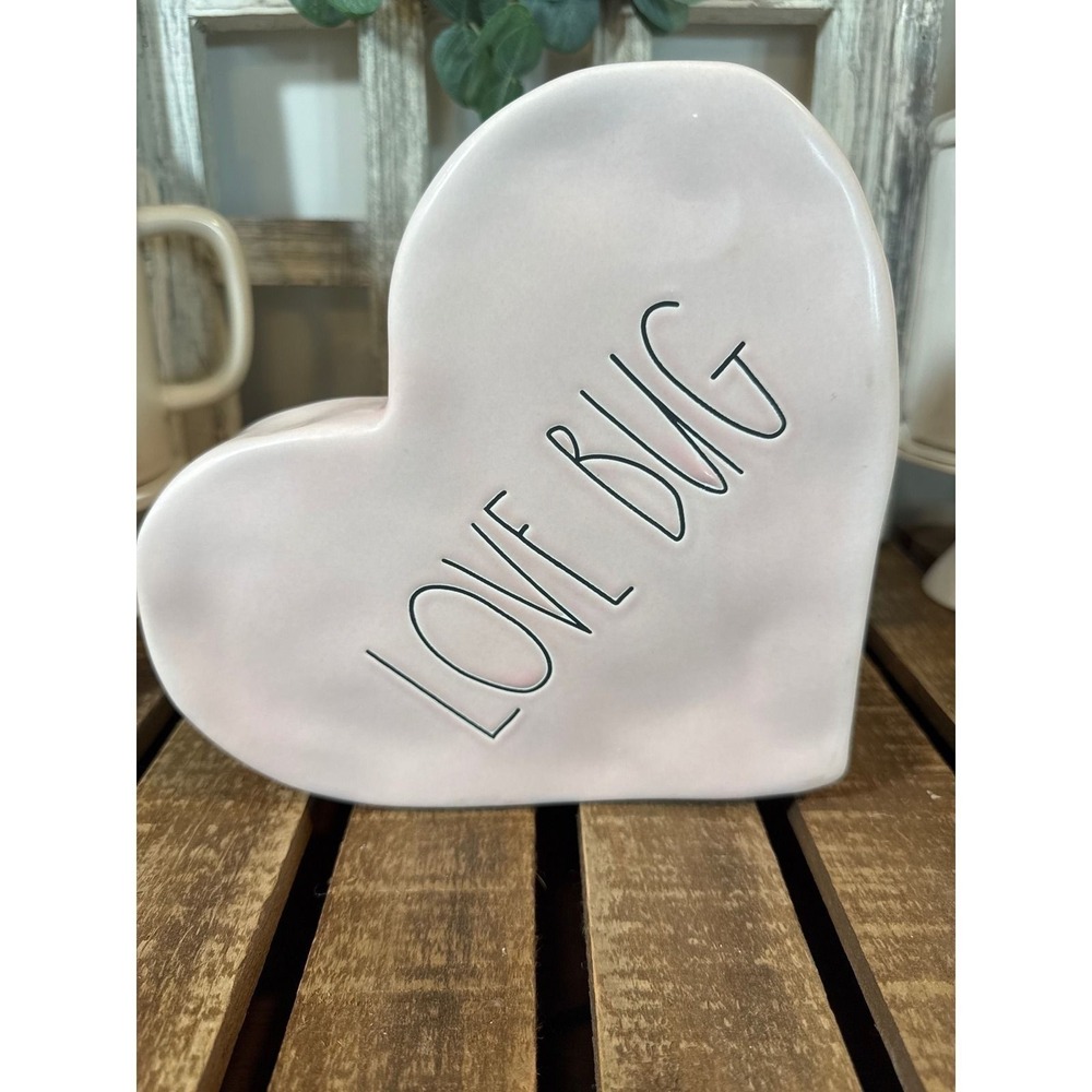 Rae Dunn Pink "Love Bug" Ceramic Valentine Heart Decor